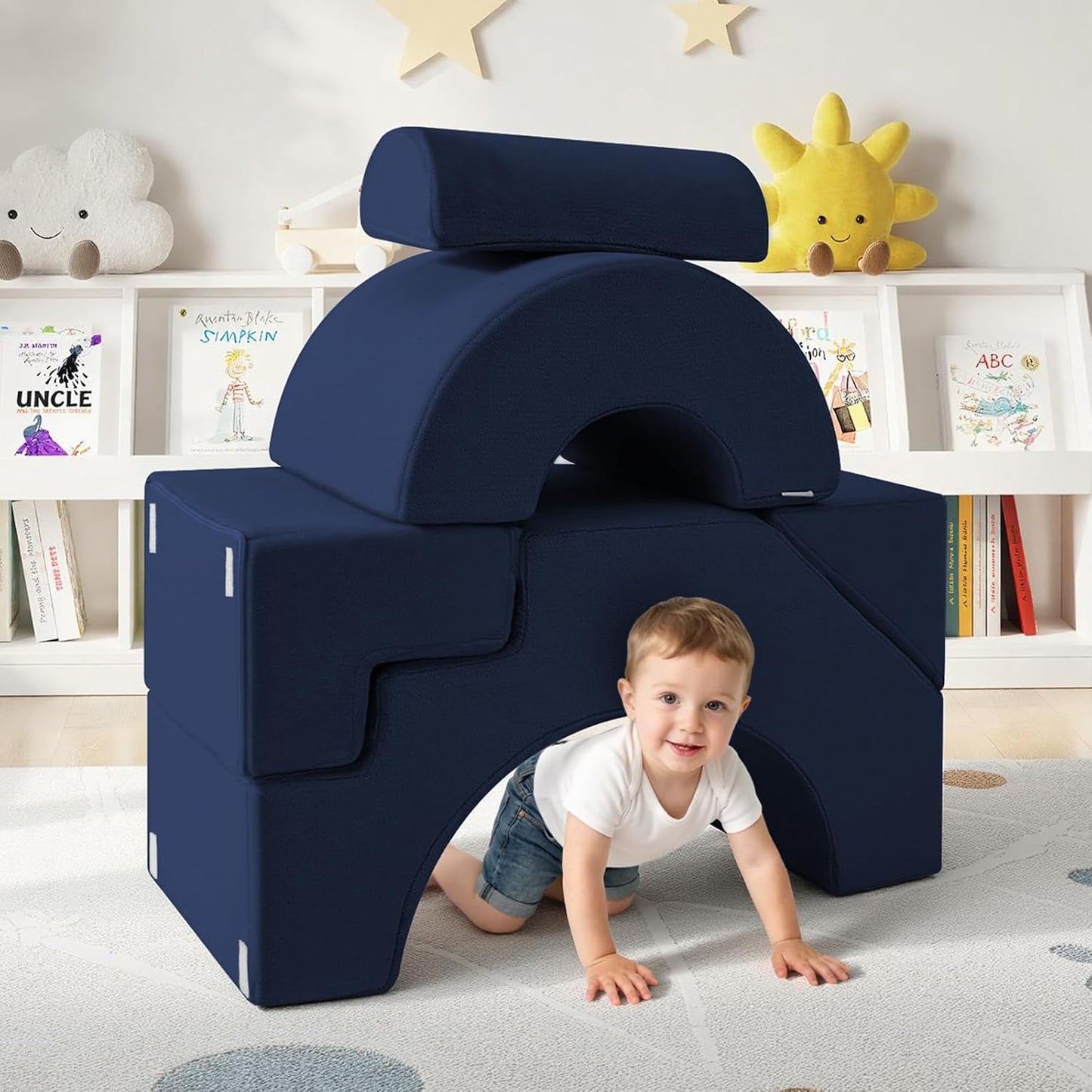 MeMoreCool Sofá infantil con tobogán y escalera, sofá de espuma con...
