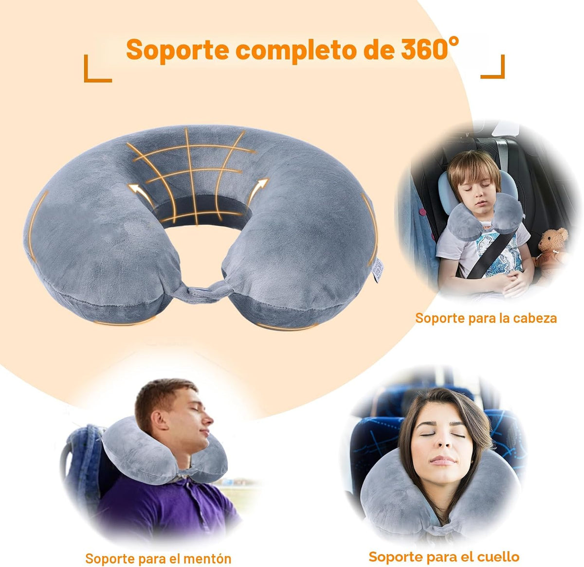 Far win Almohada de viaje, almohada cervical en forma de U de 100 %...