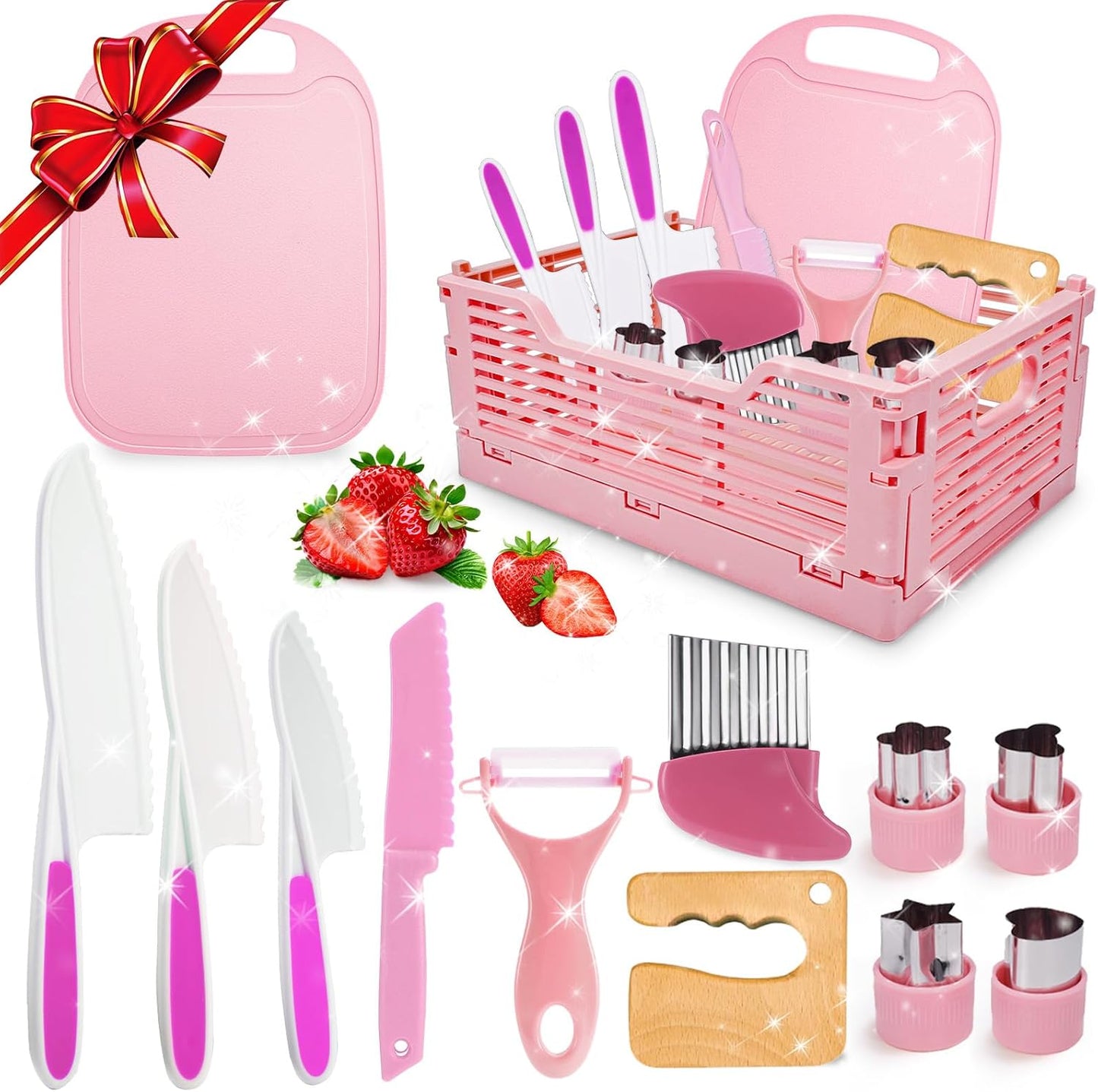 Juego de cuchillos de cocina para niños para cocina real y cesta, j...