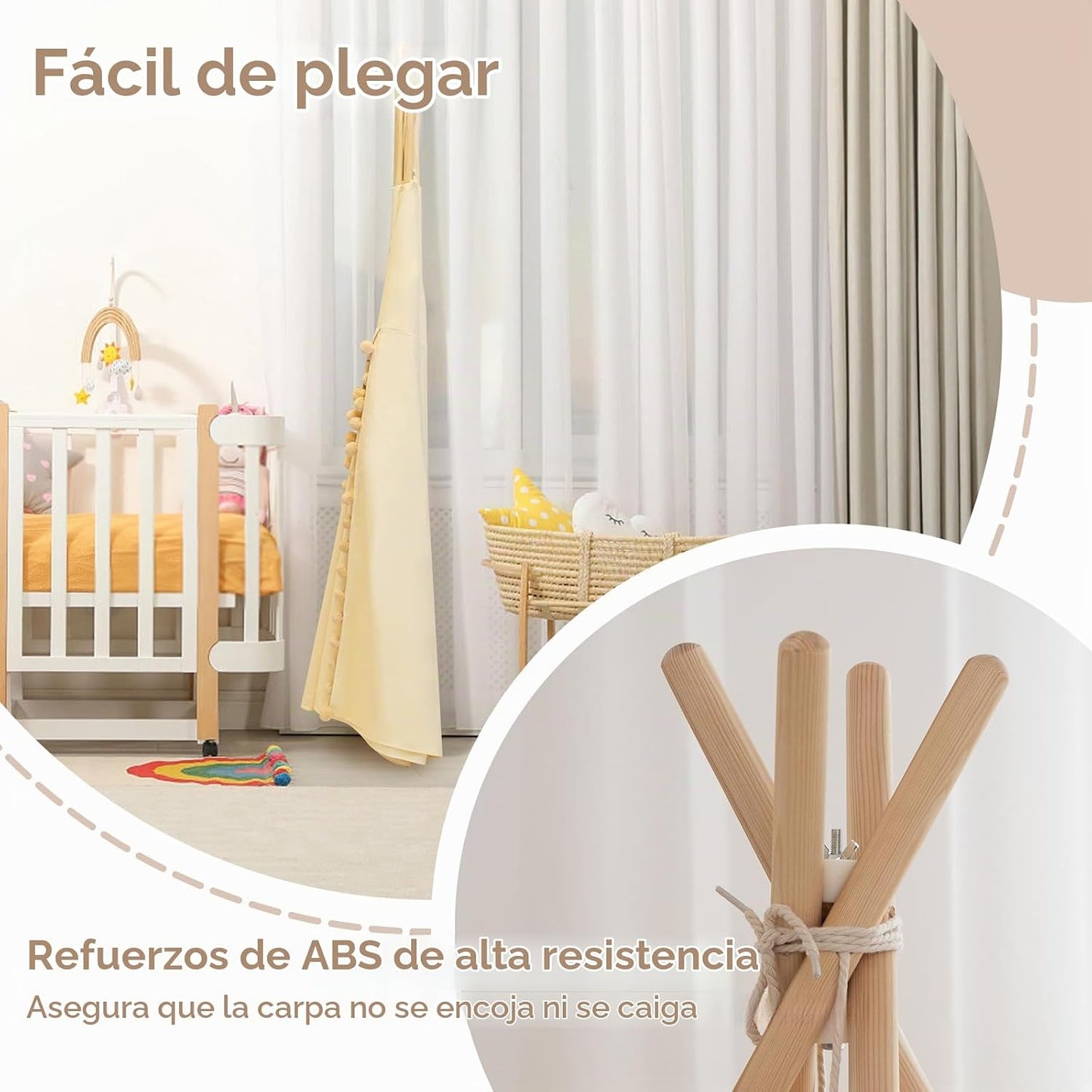 WIRHAO Tienda de campaña tipi para niños con alfombrilla acolchada,...