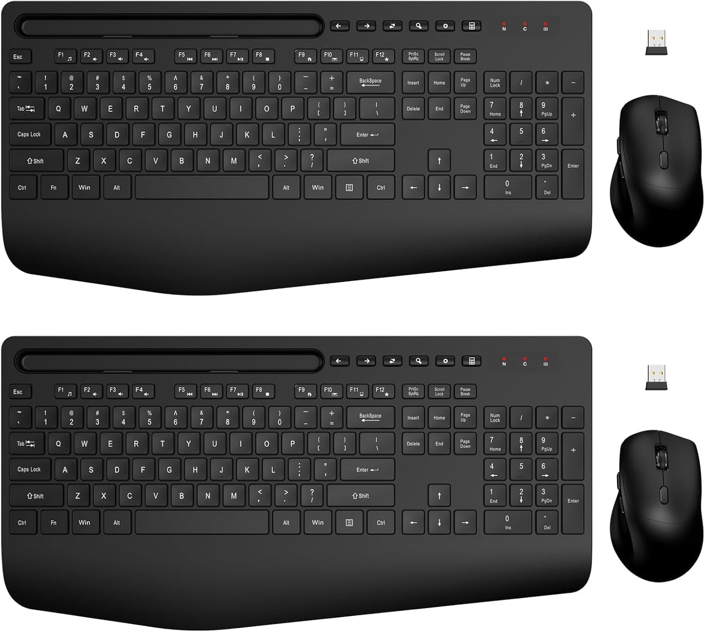 Combo de teclado y mouse inalámbricos, diseño ergonómico de tamaño...