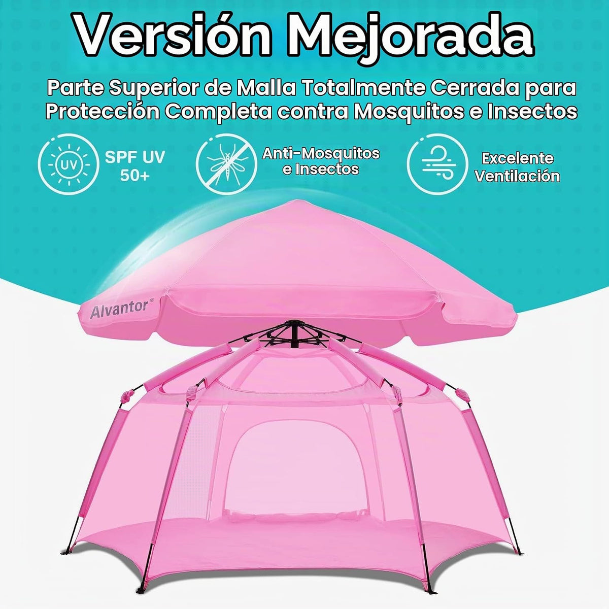 Alvantor® Corralito Pop Up de 84 x 84 x 44 pulgadas portátil para b...