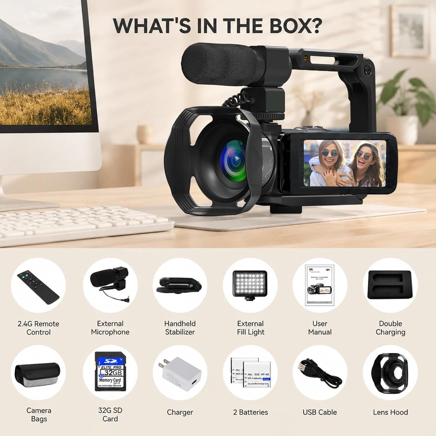 Cámara de vídeo WIKICO 8k Videocámara vlogging Cámara | con WiFi, m...