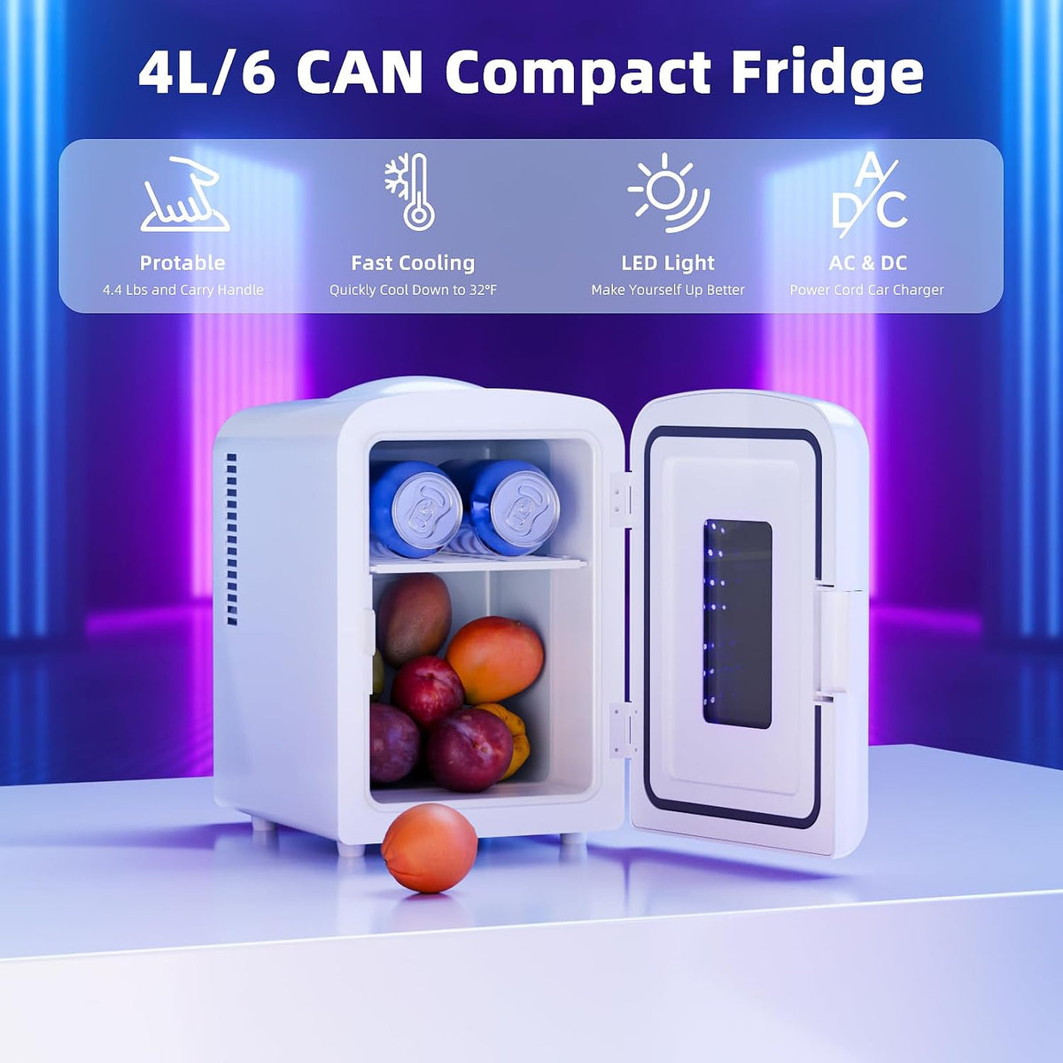 Antarctic Star Mini refrigerador compacto con luz gaming, capacidad...