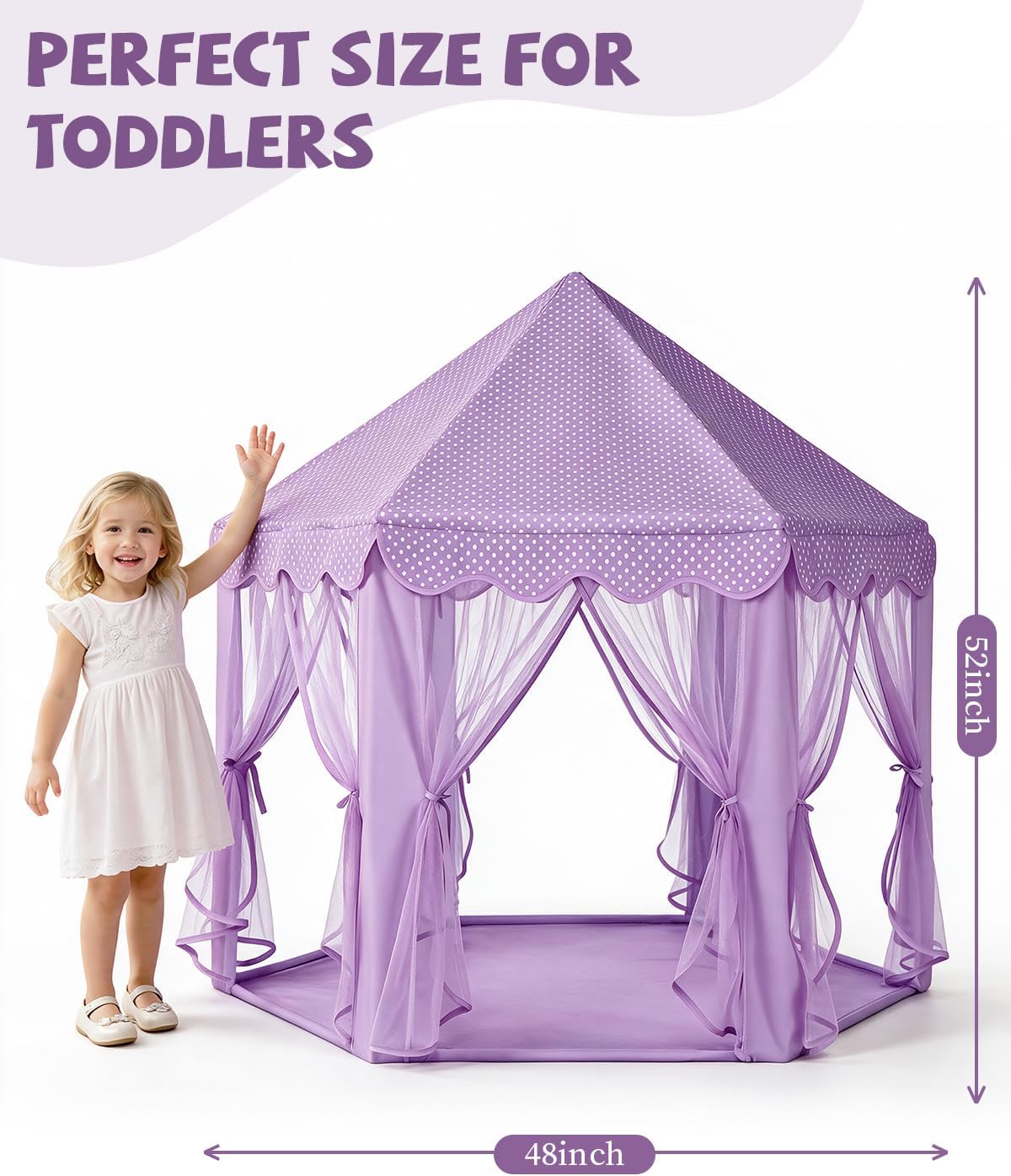 Tienda de campaña de castillo de princesa púrpura para niñas con lu...