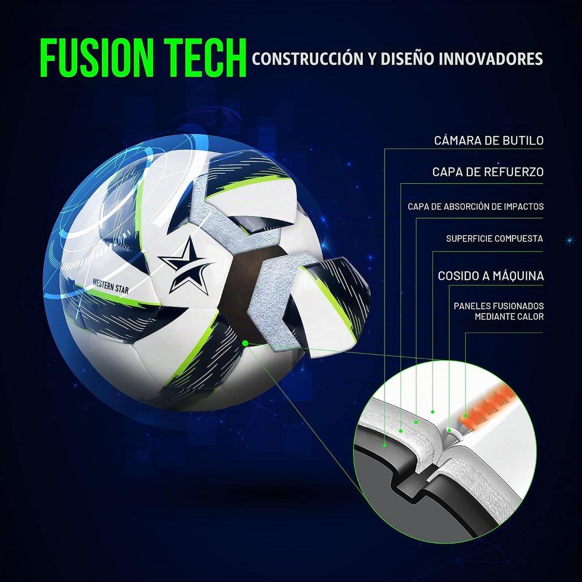 Western Star Balón de fútbol Helix- Tamaño 3 4 5 \u2013 Pelotas de...
