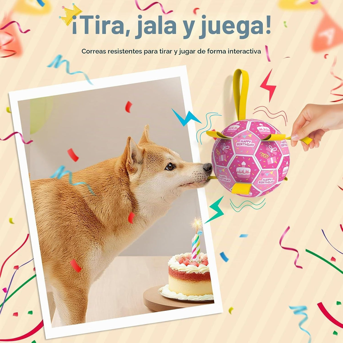 QDAN Juguetes de cumpleaños para perros, juguetes para perros con s...