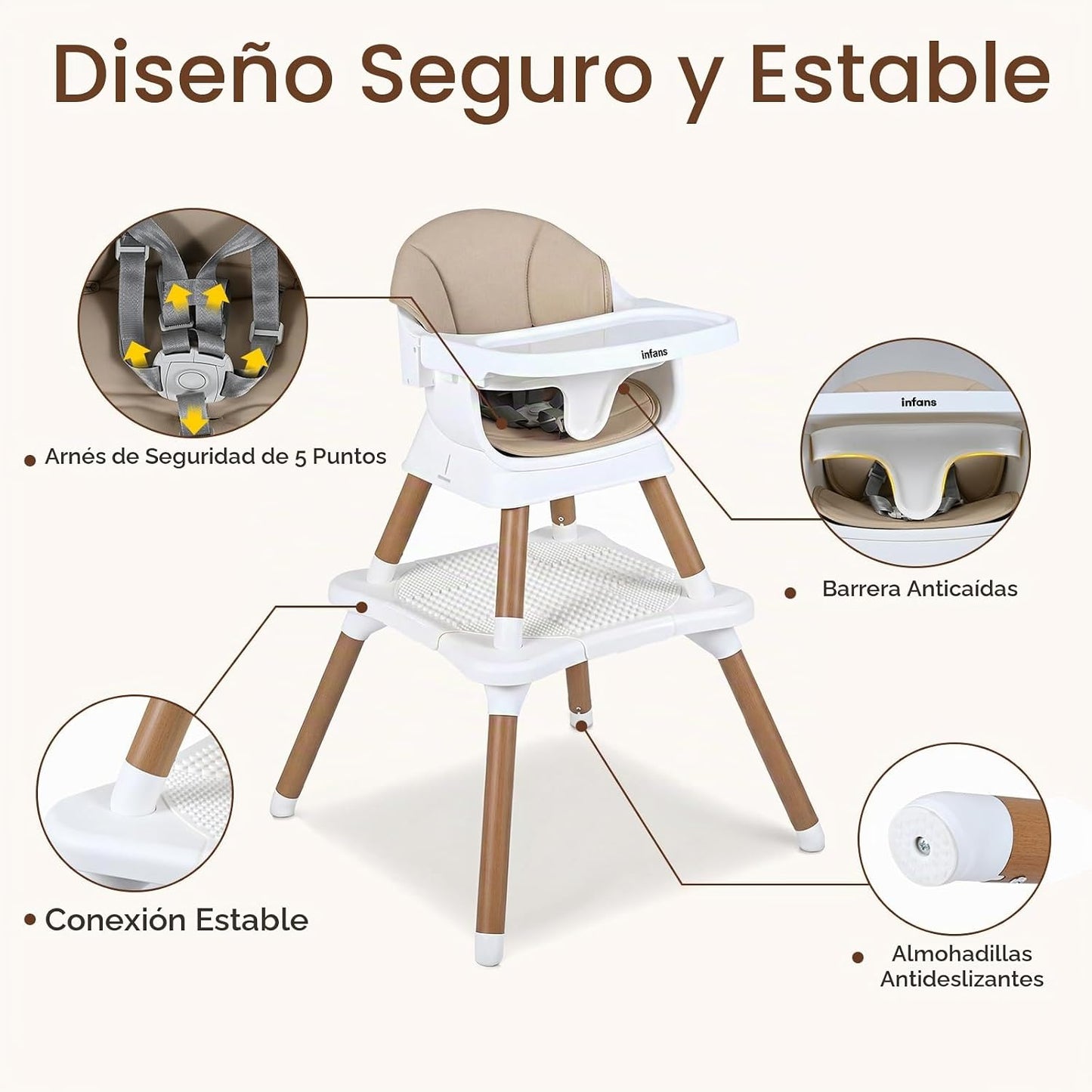 INFANS Silla alta para bebé, silla alta convertible 9 en 1 para beb...