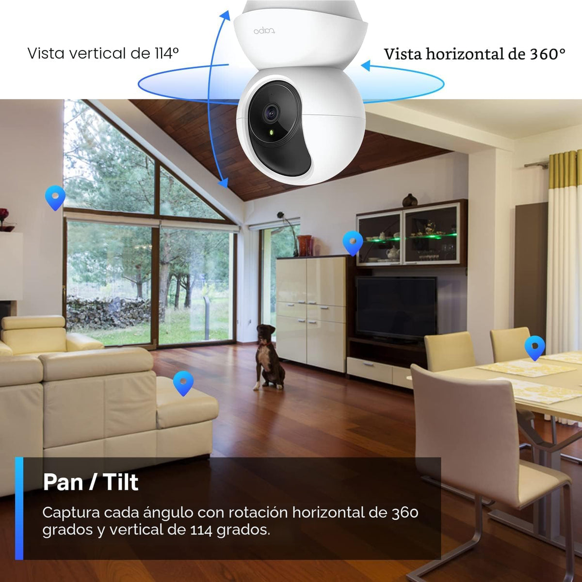 Tapo TP-Link - Cámara de seguridad 2K con giro e inclinación para m...