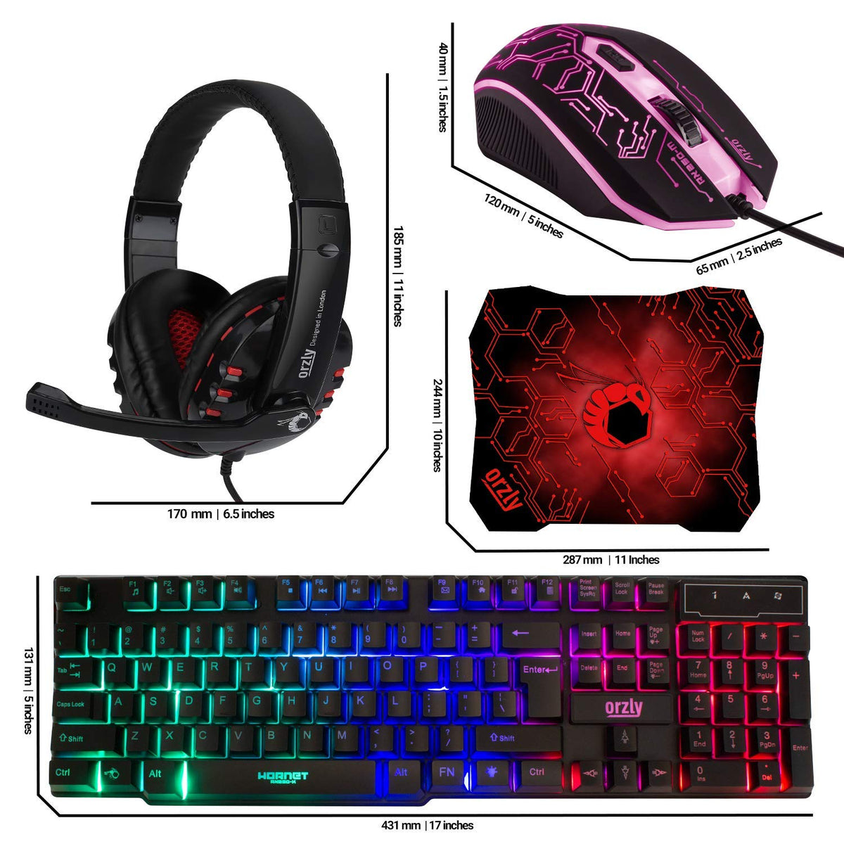 Teclado y mouse para juegos, alfombrilla para mouse y auriculares p...