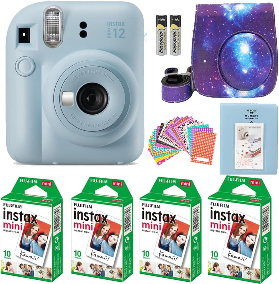 Fujifilm Instax Mini 12 - Cámara instantánea azul pastel con pelícu...