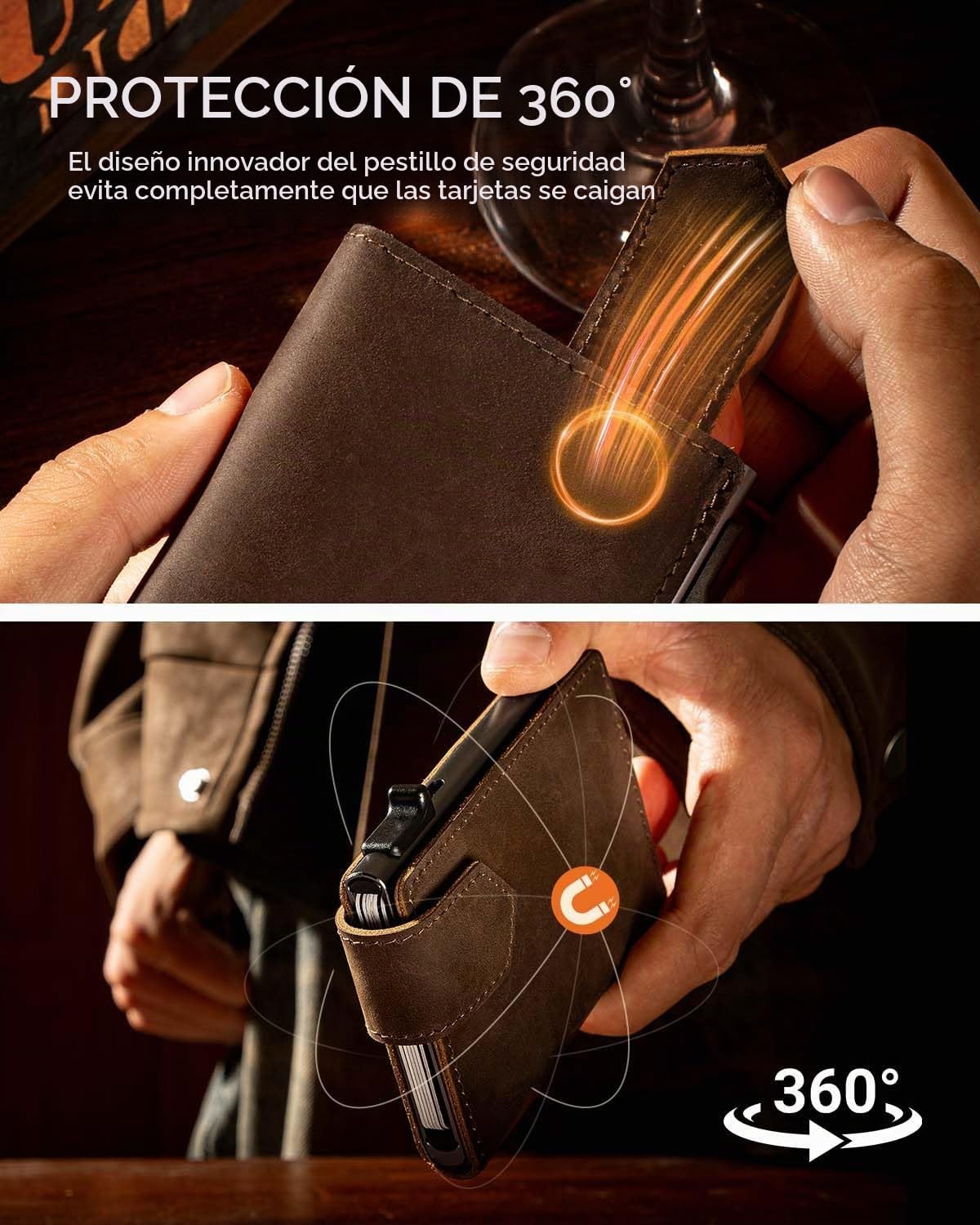 LORZOR Cartera delgada para hombres con cierre de seguridad, carter...