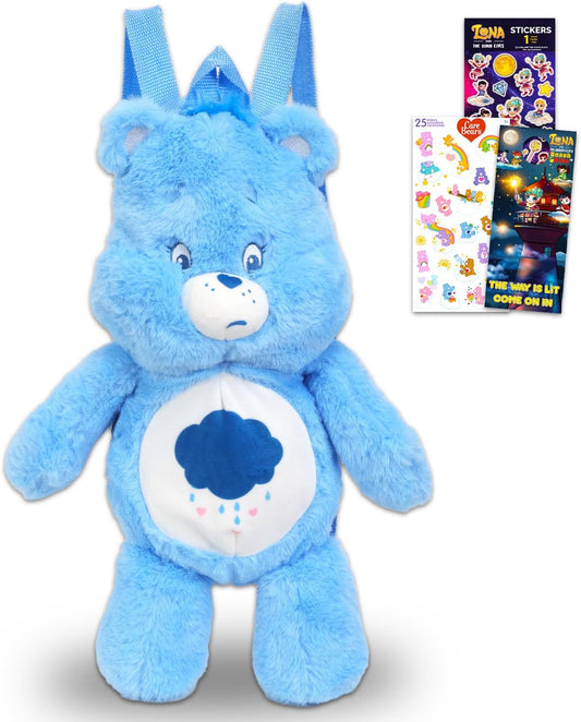 Care Bears Grumpy Bear - Juego de mochila de peluche, paquete con m...