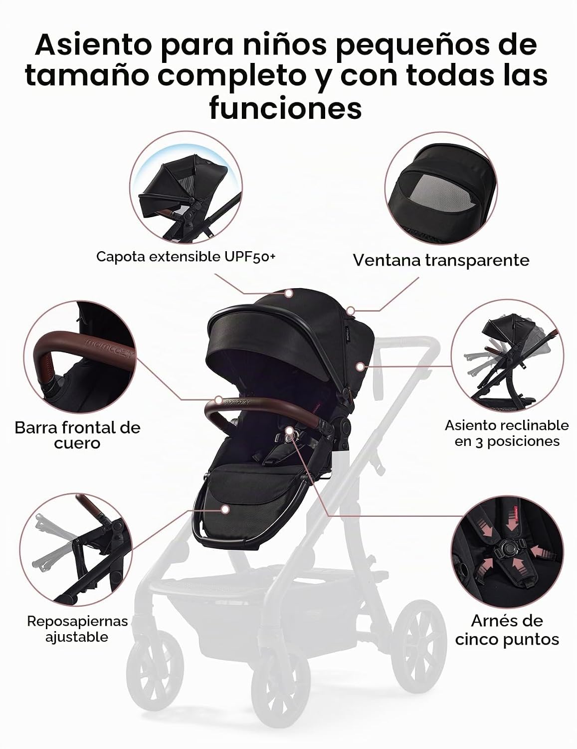 Momcozy ChangeGo - Accesorio de segundo asiento solamente, reclinab...