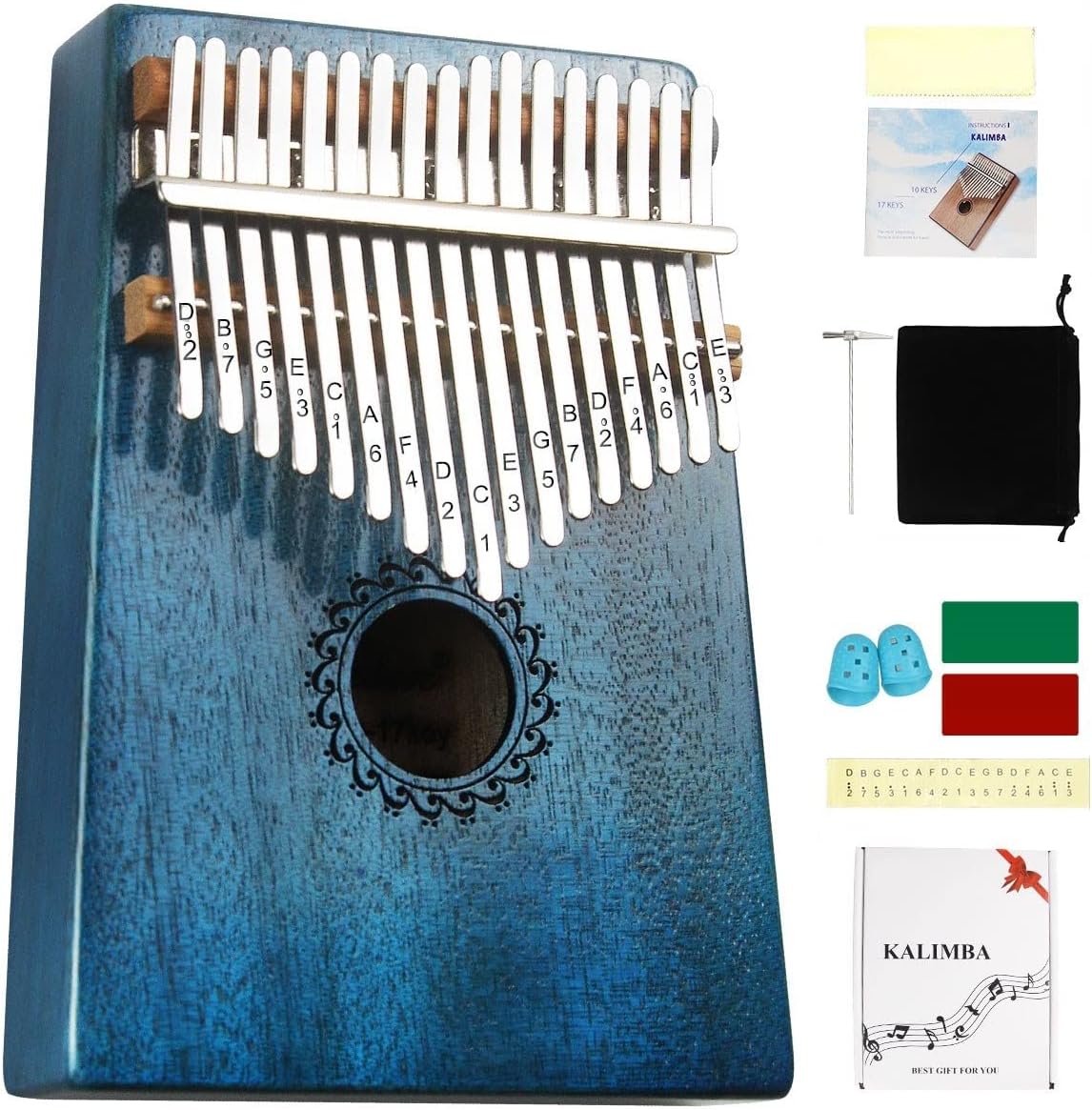 Kalimba - Piano de pulgar de 17 teclas, piano portátil de dedo Mbir...