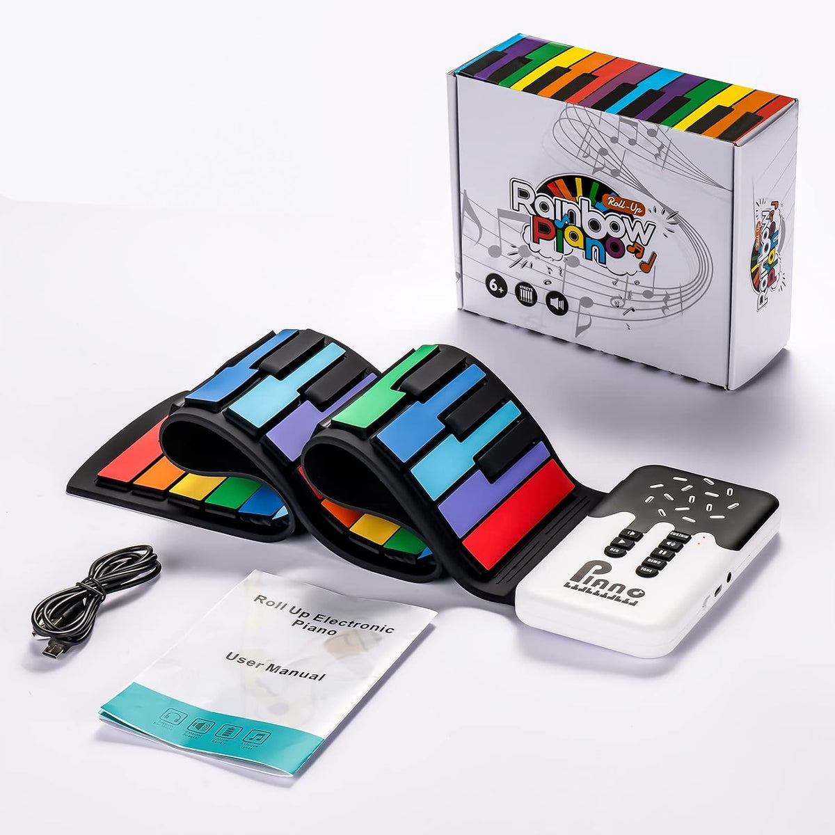 POGOLAB Piano de teclado enrollable de 49 teclas, teclado plegable...