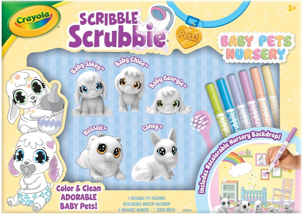 Crayola Scribble Scrubbie Baby Pets Nursery, juguetes de animales p...