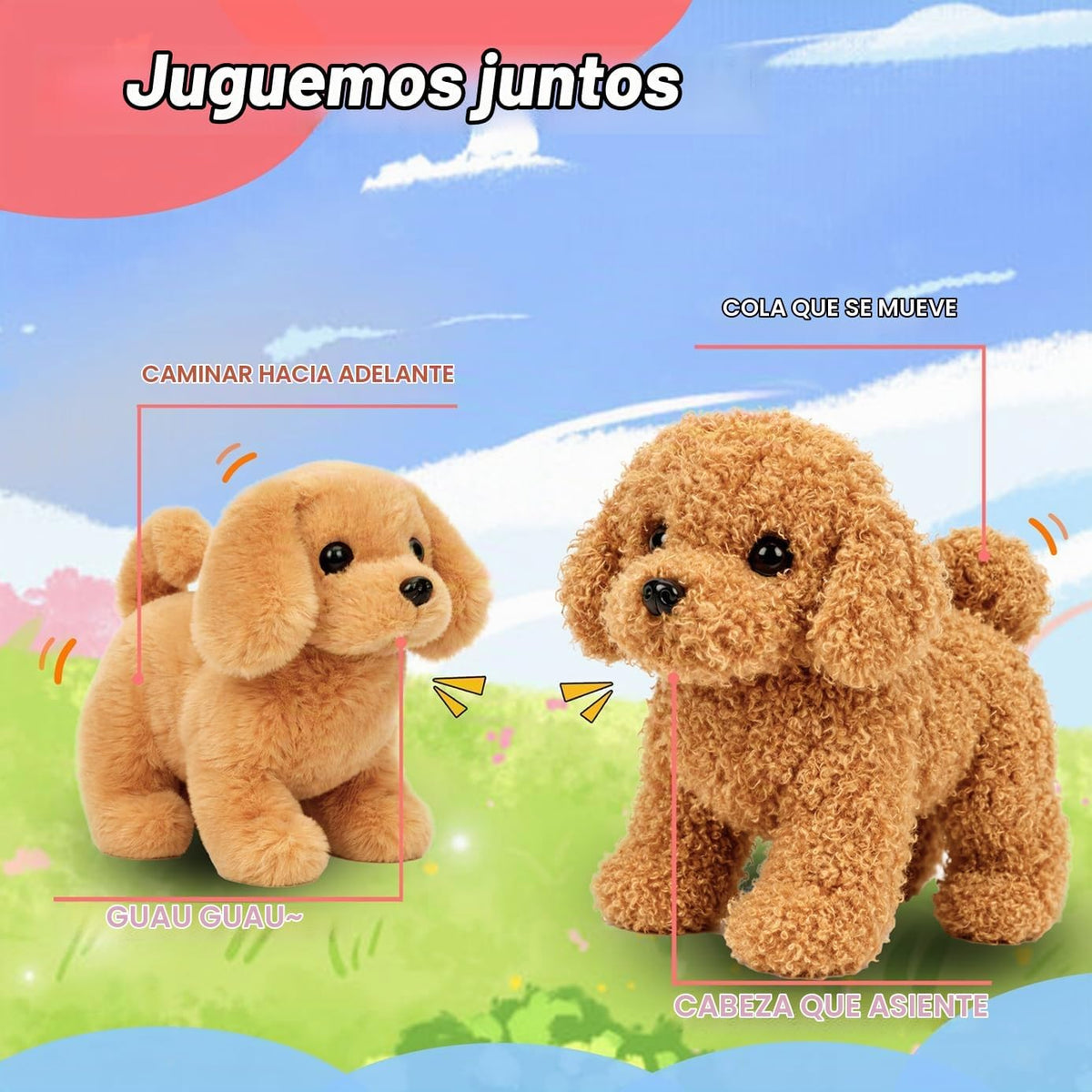 Hopearl Walking Teddy Dog - Juguete electrónico interactivo de pelu...