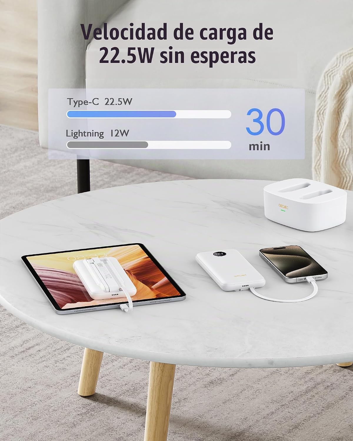 Qecvec Cargador portátil de 10000 mAh, paquete de 2 baterías portát...