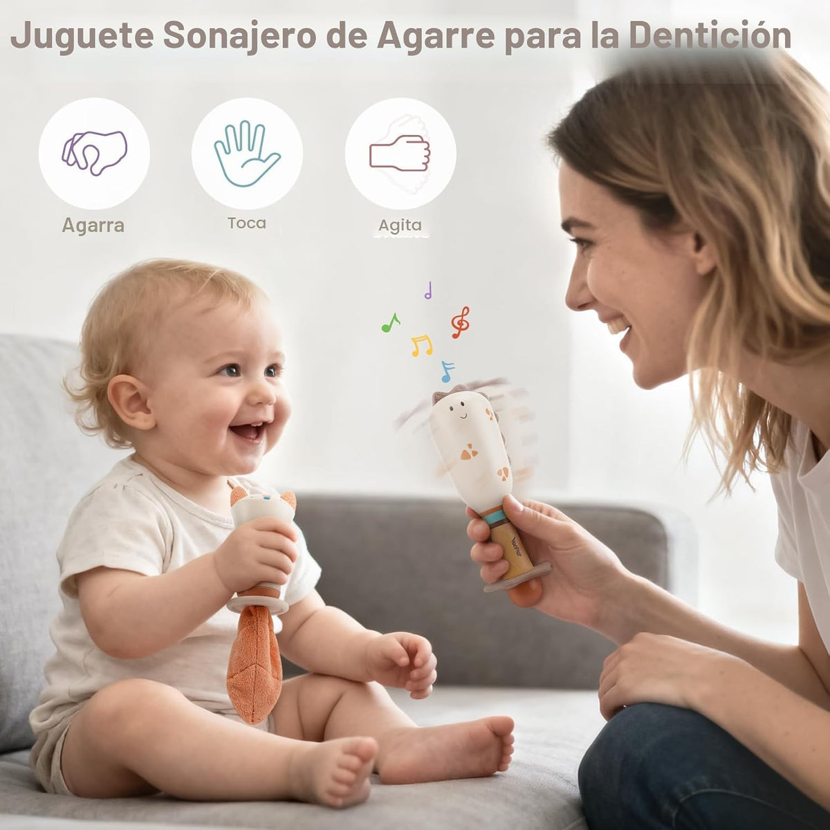 Sonajeros para bebés, juguetes de dentición de 3 a 6 meses, juguete...