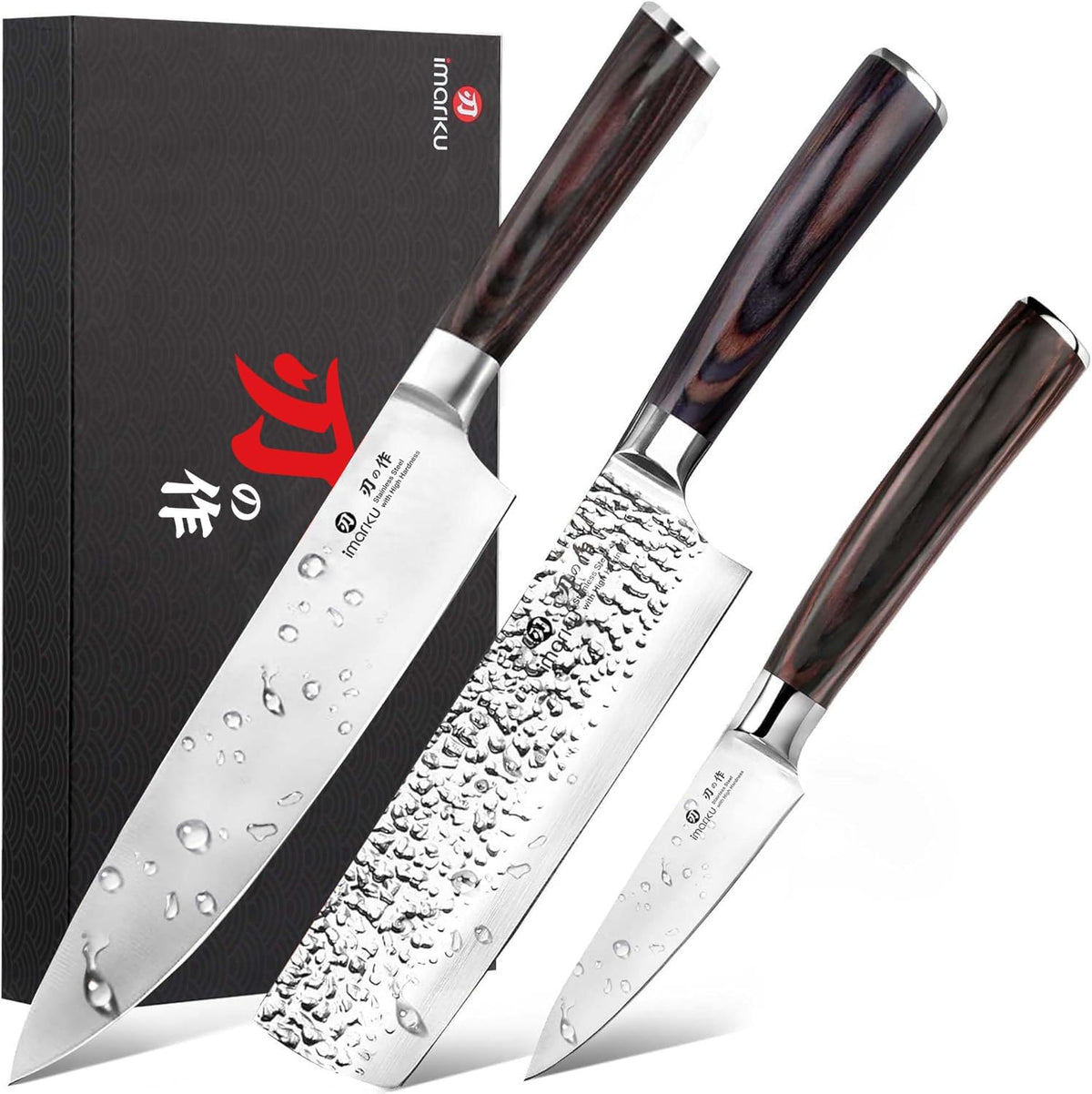 imarku - Juego de cuchillos de cocina de acero inoxidable japonés H...