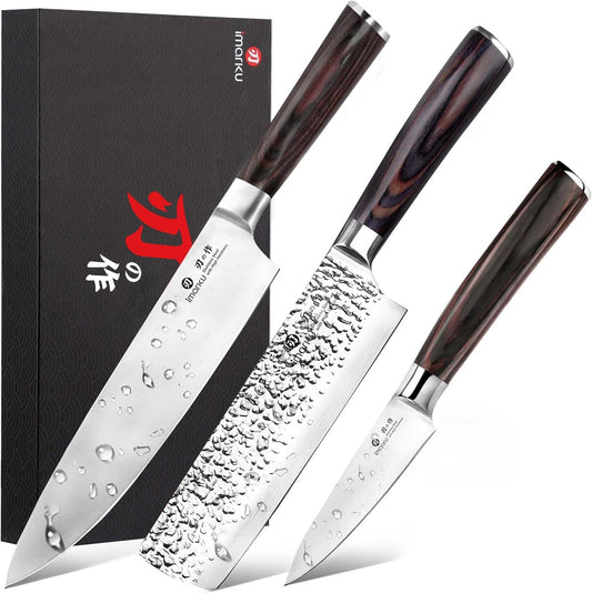 imarku - Juego de cuchillos de cocina de acero inoxidable japonés H...