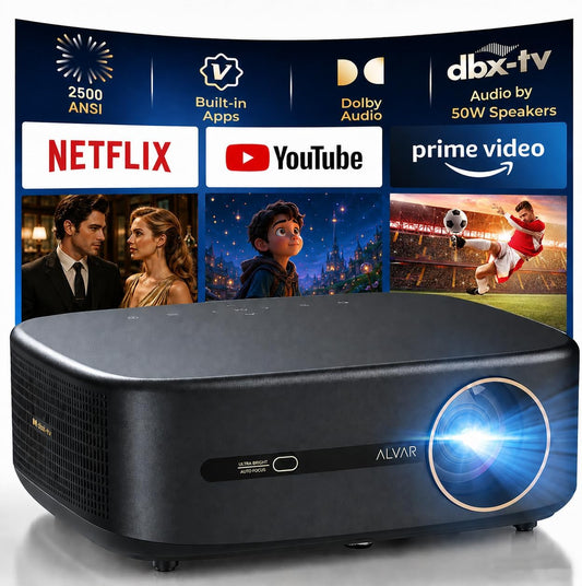 Proyector inteligente compatible con 4K actualizado Alvar con 2500...