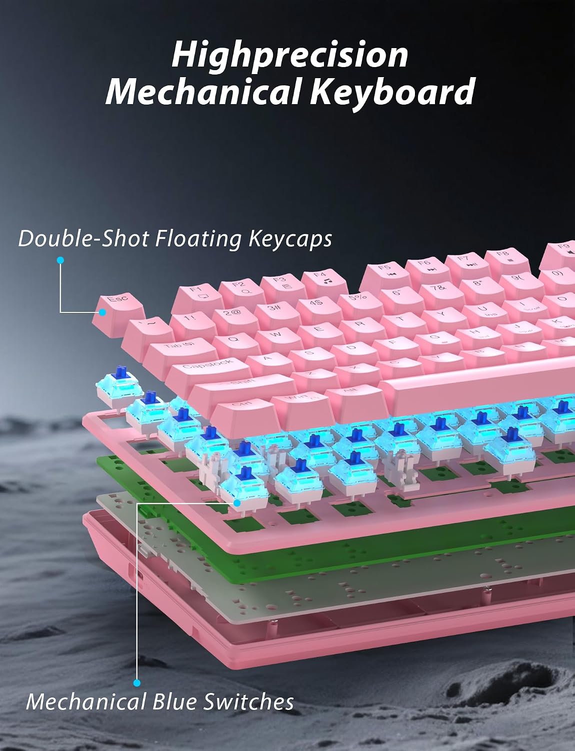 Combo de teclado y mouse mecánicos inalámbricos para juegos, baterí...