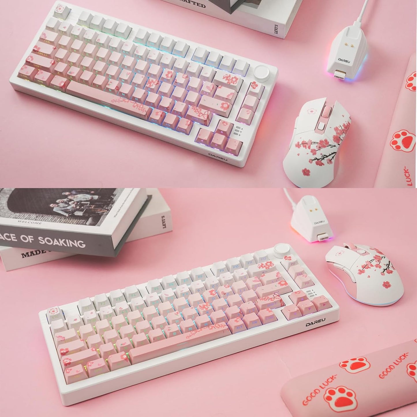 DAREU EK75PRO Sakura Pink Teclado mecánico inalámbrico para juegos...