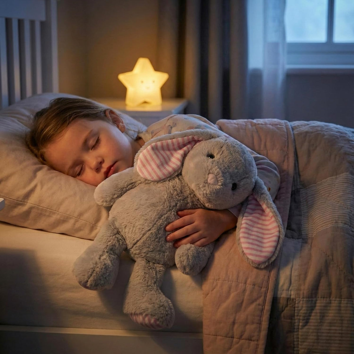 WEIGEDU Conejos grises de peluche para niños, niñas y niños, juguet...
