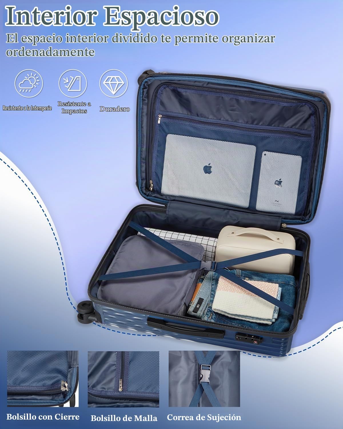 sukiost Juego de equipaje de mano de 2 piezas, maleta de 20" co...