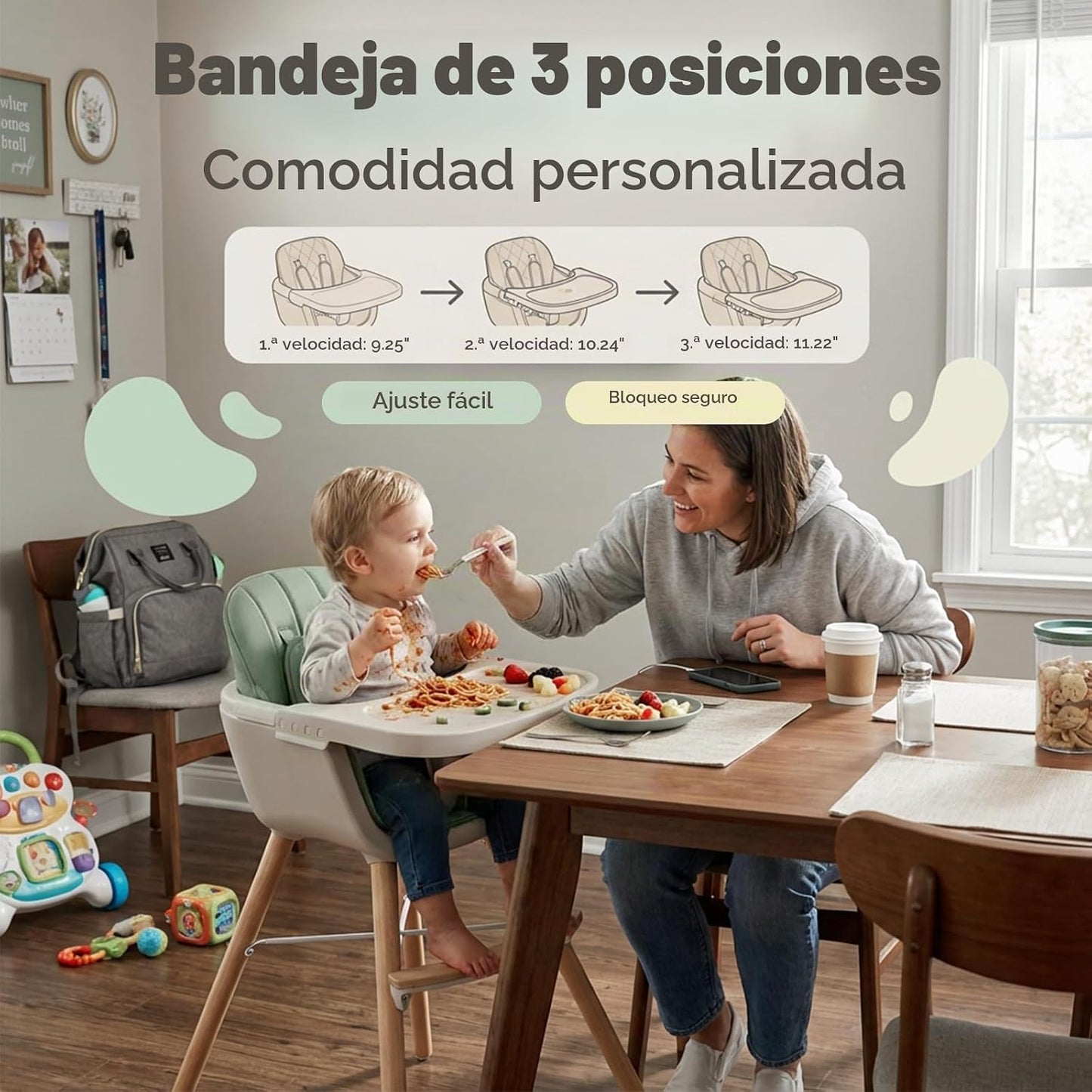 Mallify Silla alta de madera 3 en 1, sillas altas convertibles para...