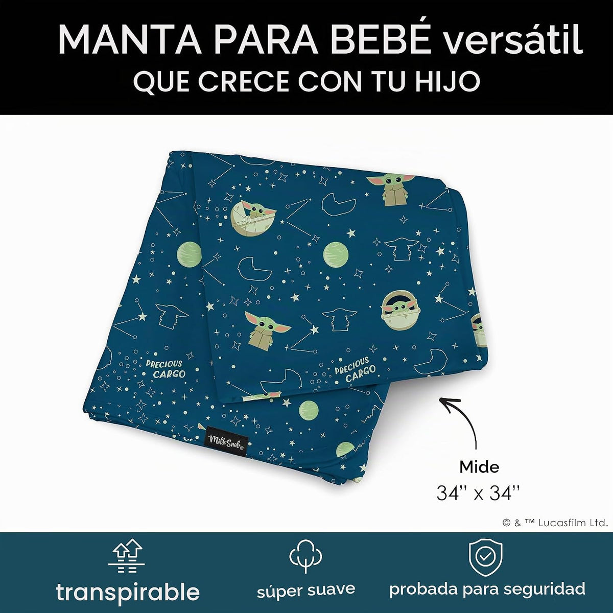 Milk Snob Star Wars Manta Envolvente para Bebé Niño y Niña, Suave d...