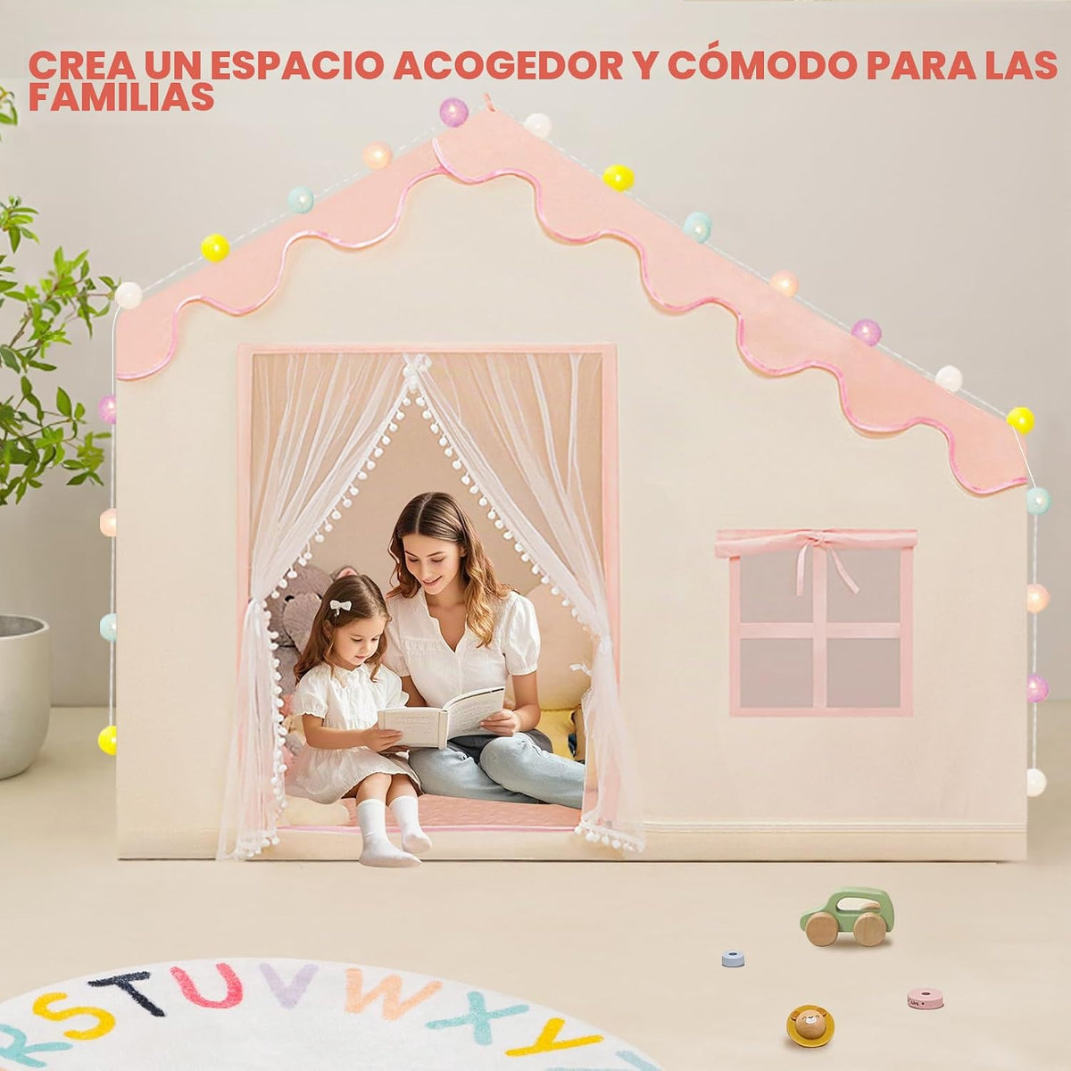 PIIKAGO Tienda de campaña para niños con alfombrilla y luces de bol...