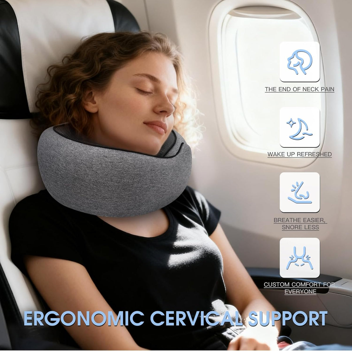 Dujuanus Almohada Cervical para Viajes en Avión de Espuma Viscoelás...