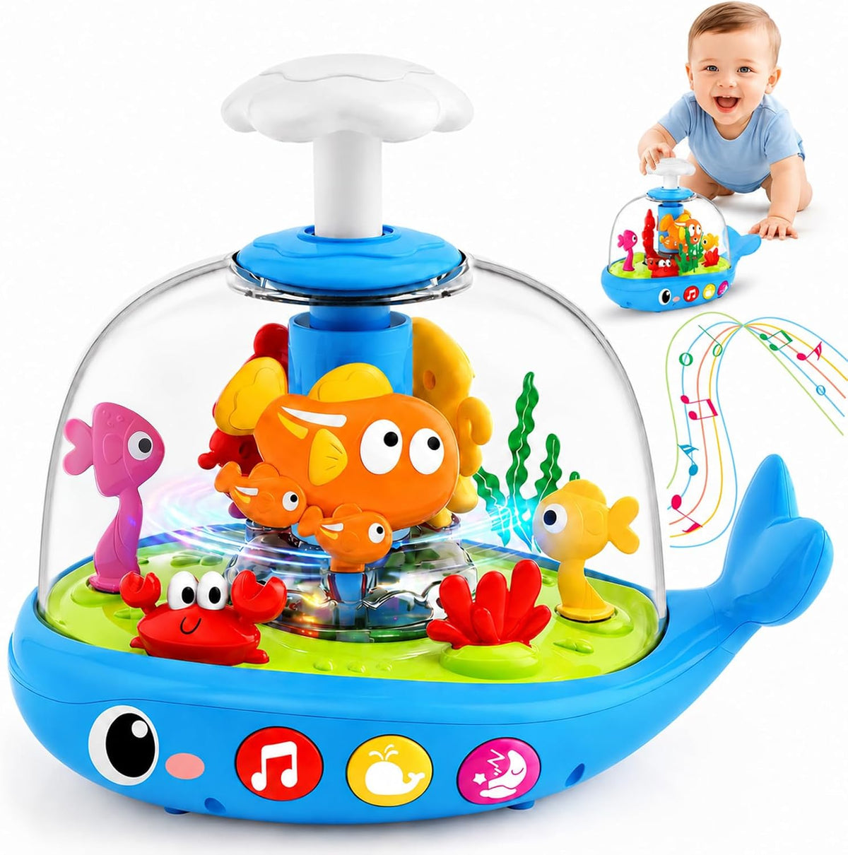 Juguetes para bebés de 6 a 12 a 18 meses: juguete musical con luz d...