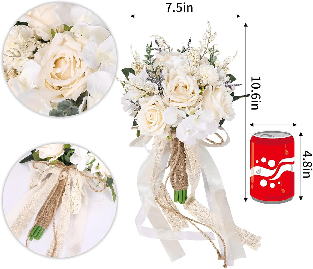 CEWOR Ramos de boda para novia, dama de honor, rosas artificiales c...
