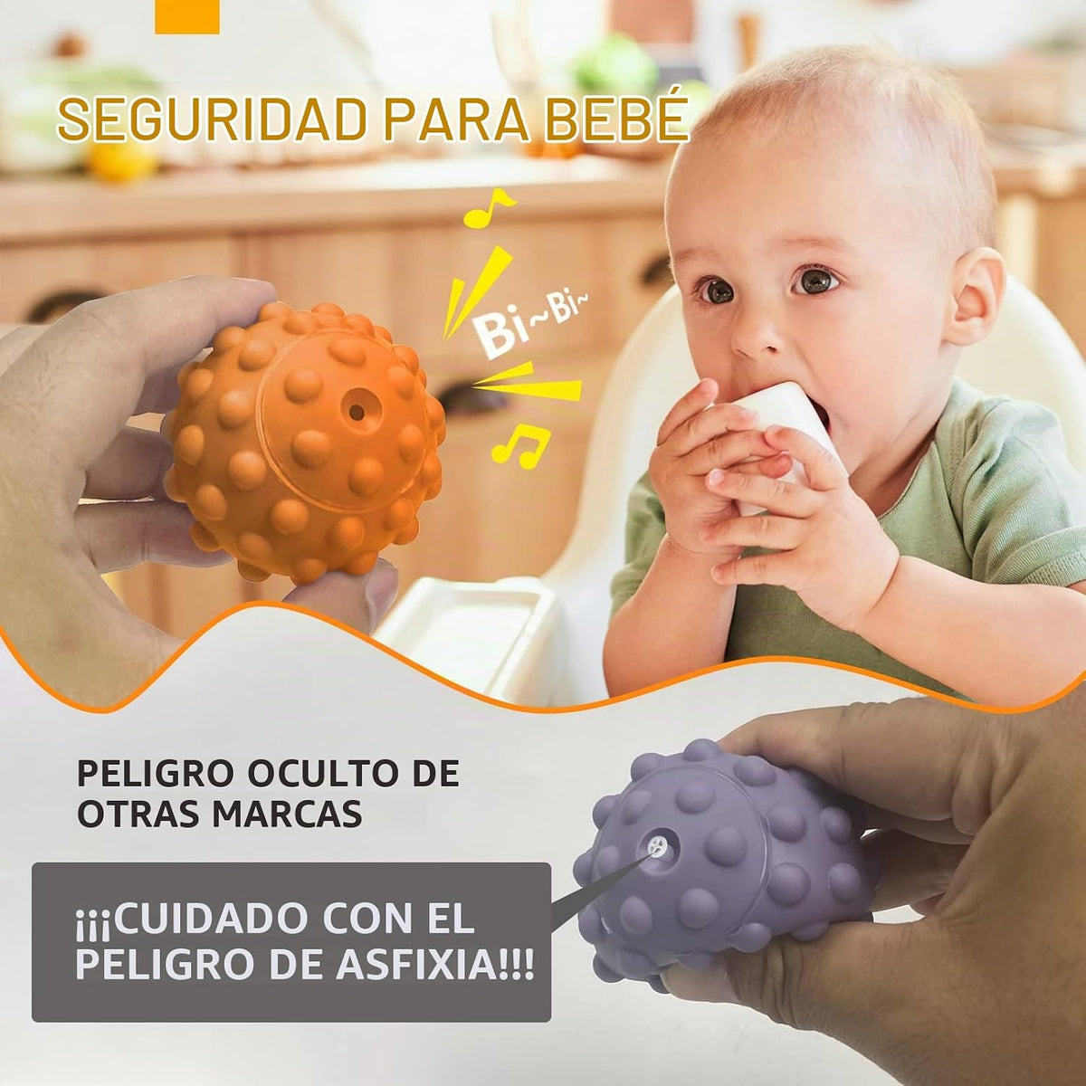 Pelotas sensoriales para niños pequeños de 1 a 3 años, juguetes Mon...