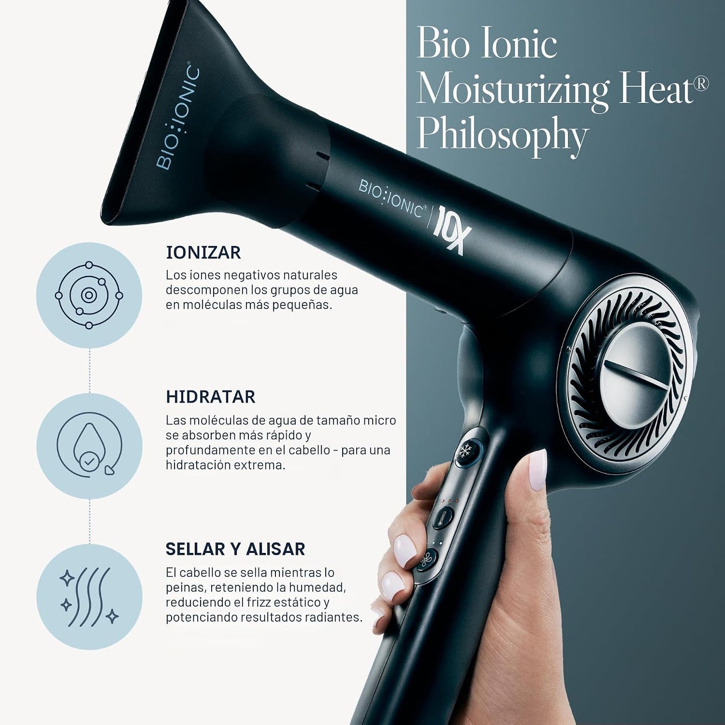 Bio Ionic Secador de pelo de velocidad ultraligera 10X, secador de...