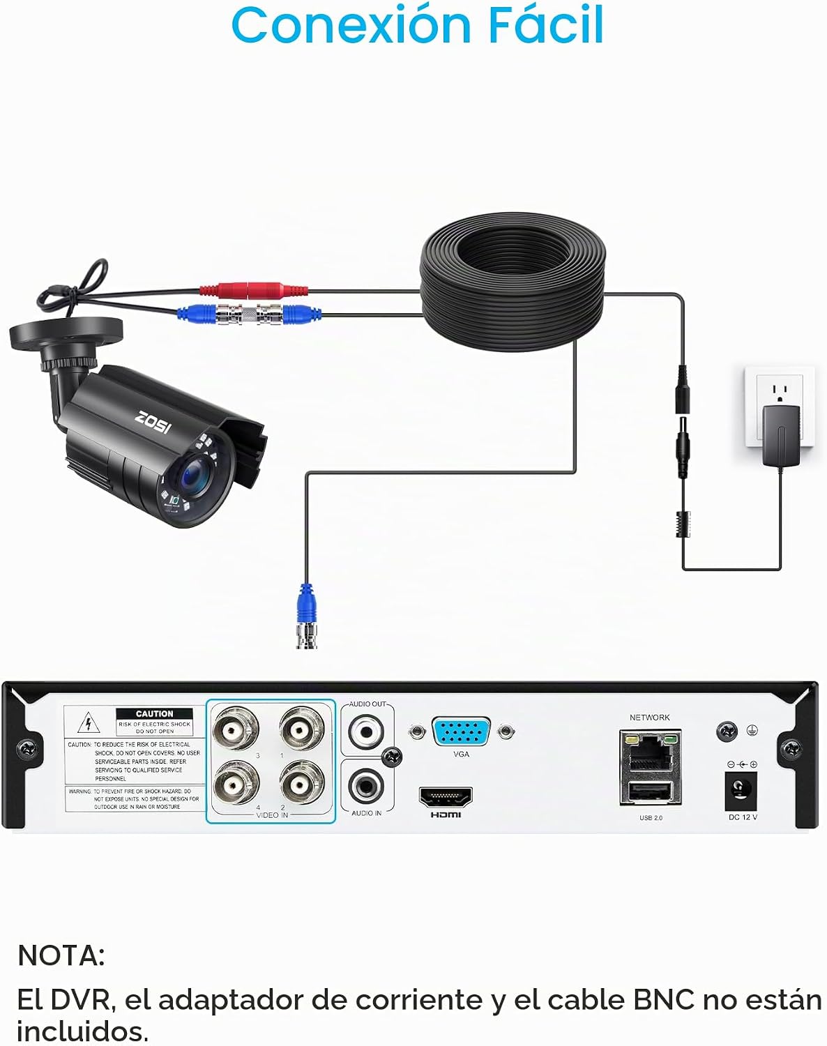 ZOSI Sistema de cámara de seguridad CCTV 1080P HD TVI para el hogar...