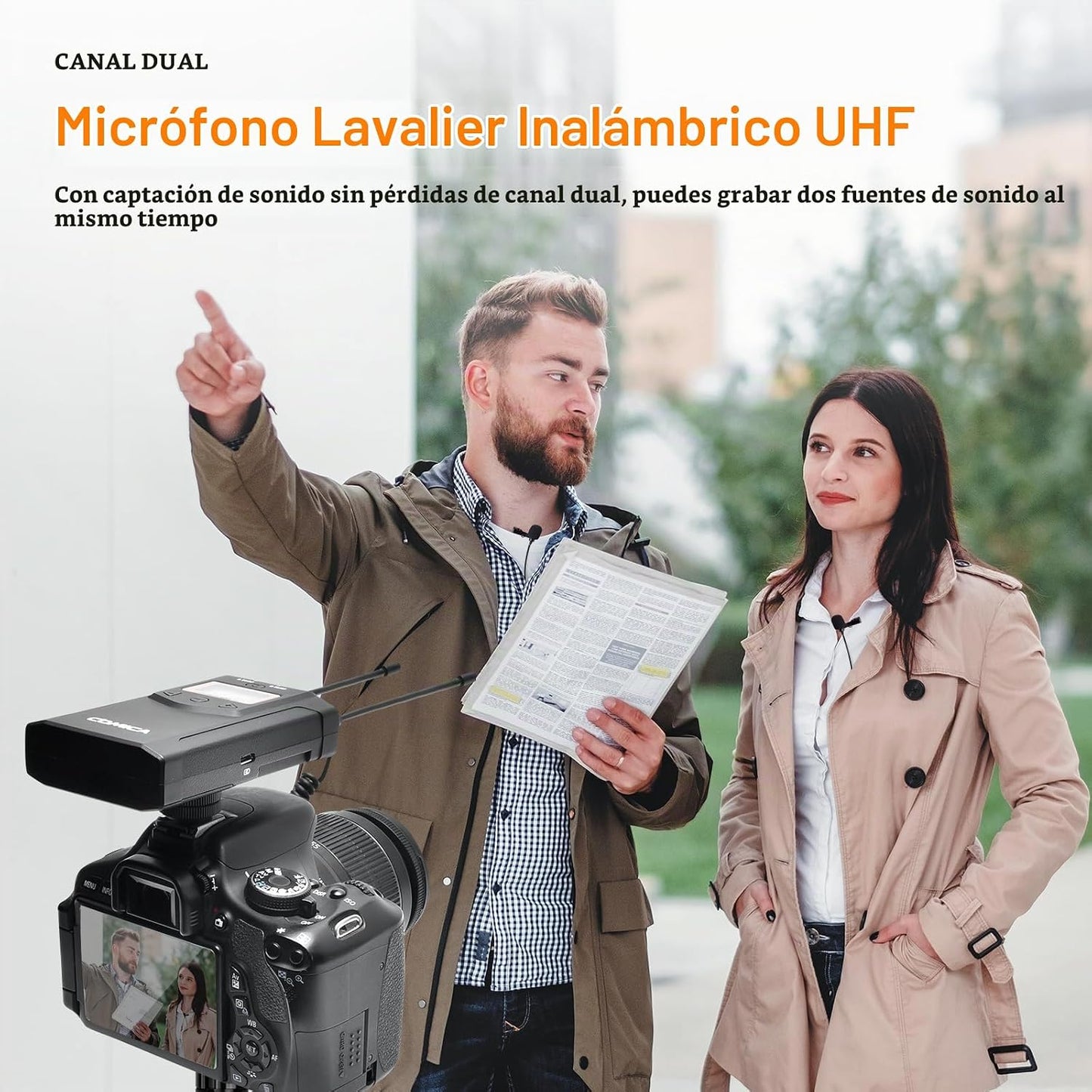 Comica CVM-WM100PLUS - Sistema de micrófono inalámbrico para cámara...