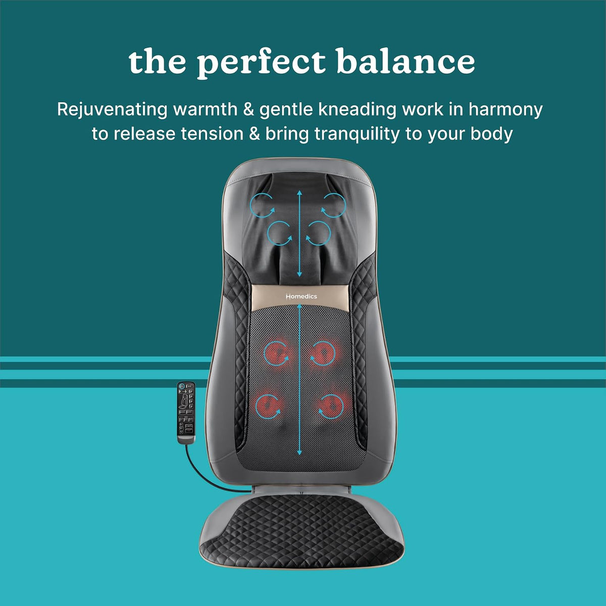 Homedics - Masajeador de espalda con calor, cojín Shiatsu para masa...