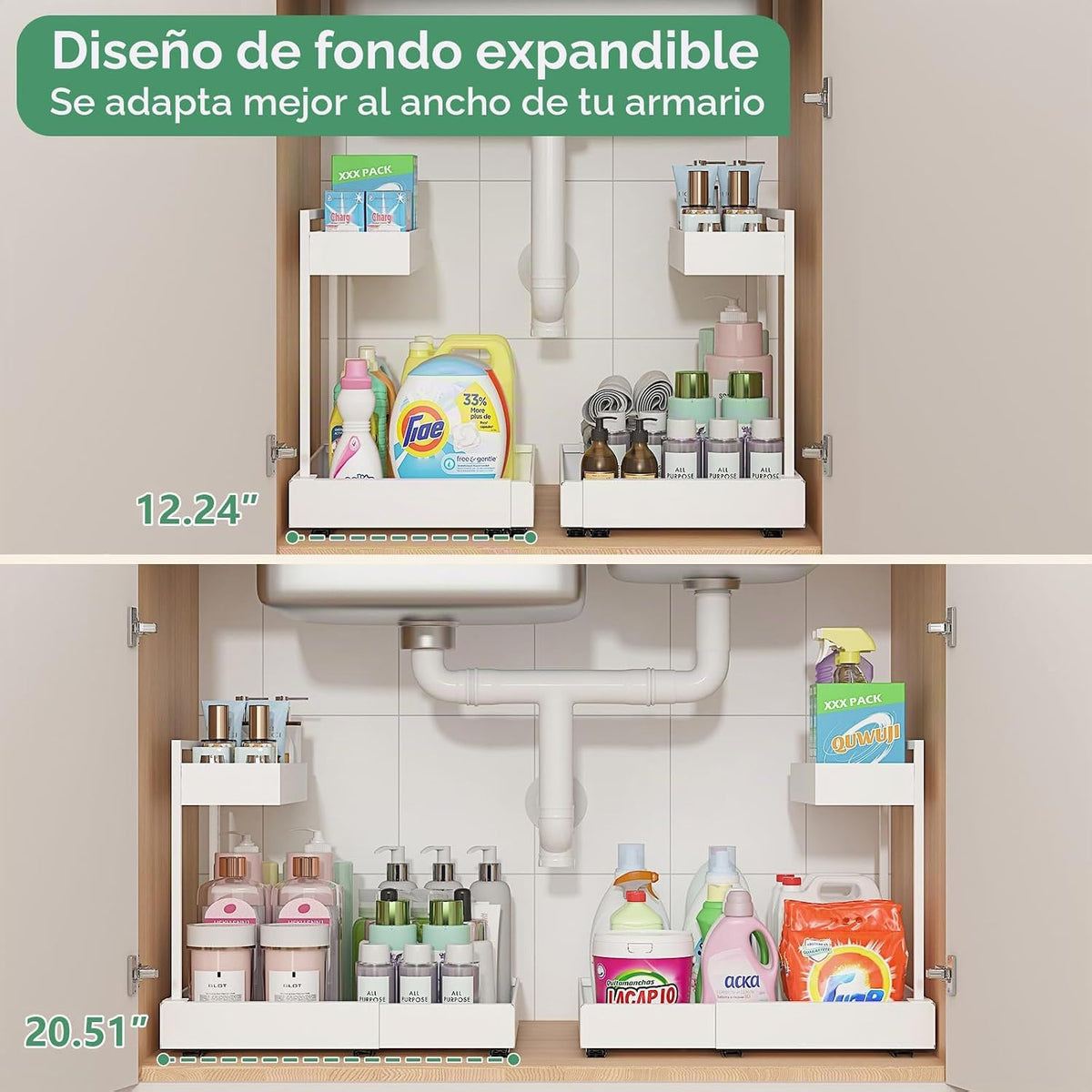 REALINN Organizadores y almacenamiento ampliables para debajo del f...