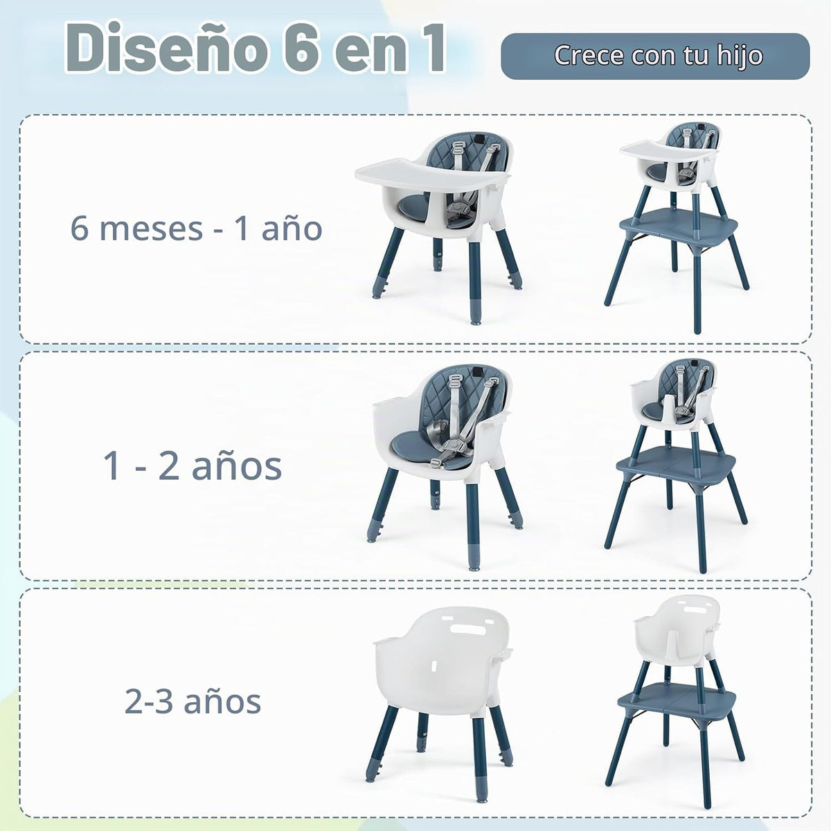 HONEY JOY - Silla alta 6 en 1, silla alta convertible para bebés y...