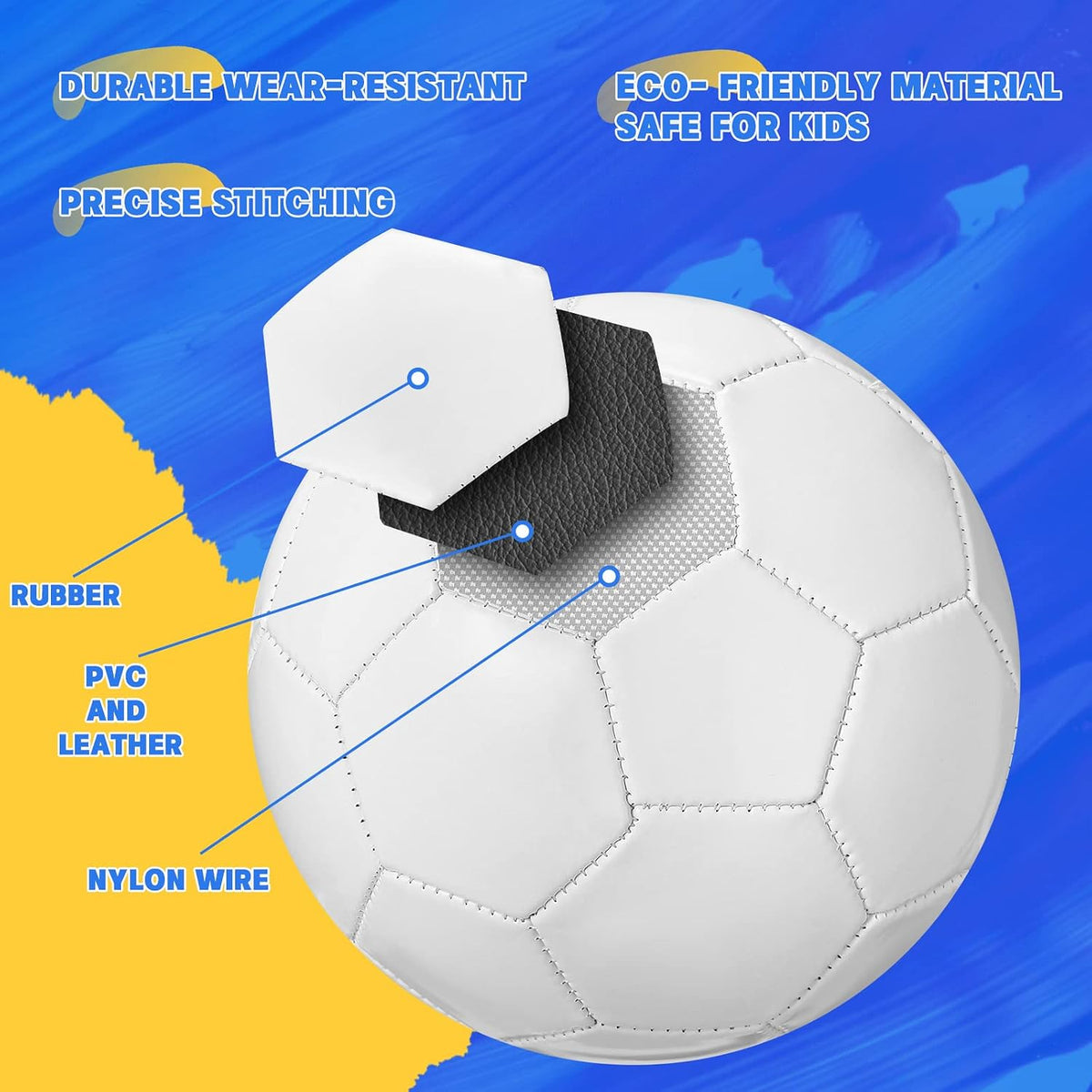 Jexine Balón de fútbol blanco blanco liso blanco donación caridad c...