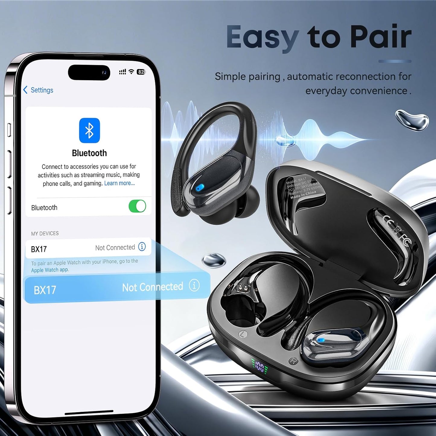 HAOYUYAN Auriculares inalámbricos, auriculares Bluetooth deportivos...
