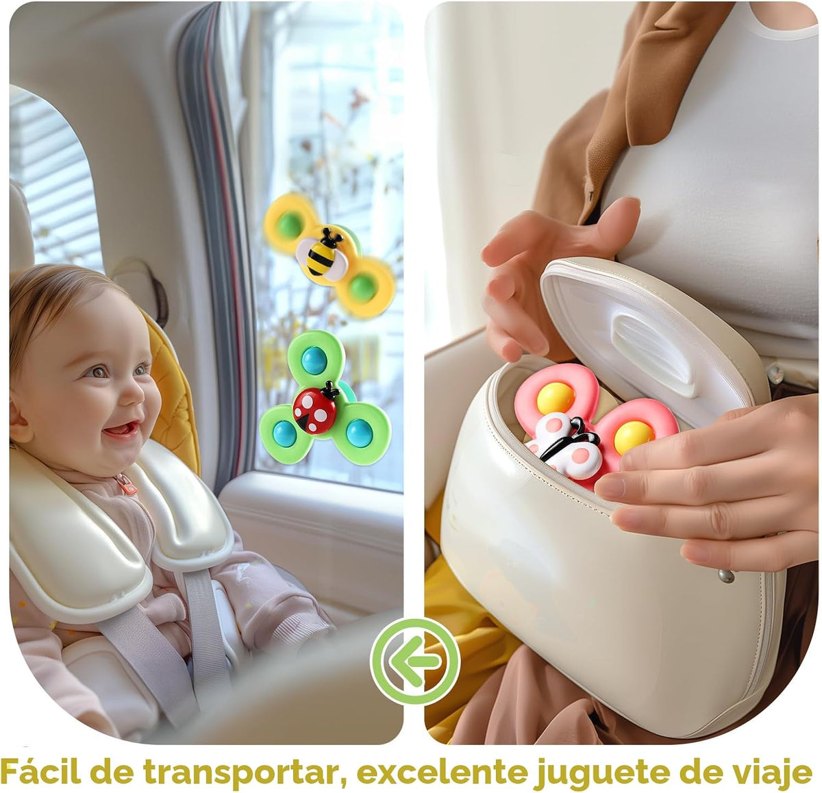 3 piezas Juguetes giratorios de ventosa para niños de 1 a 2 años, J...