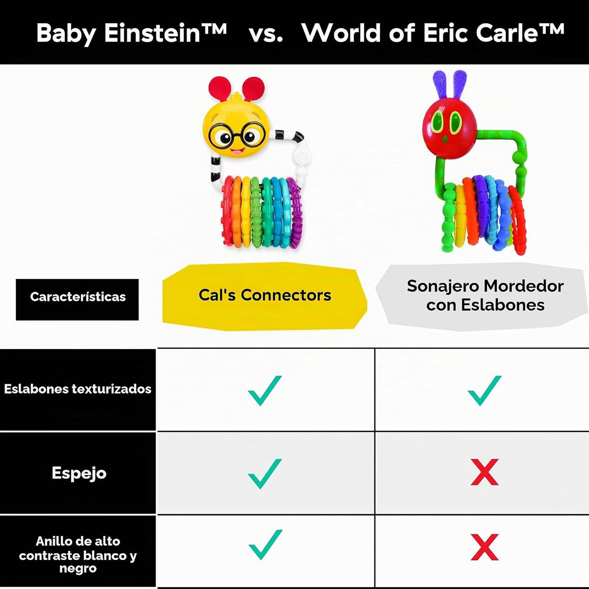 Baby Einstein Cals Connectors - Juguete sensorial con eslabones tex...