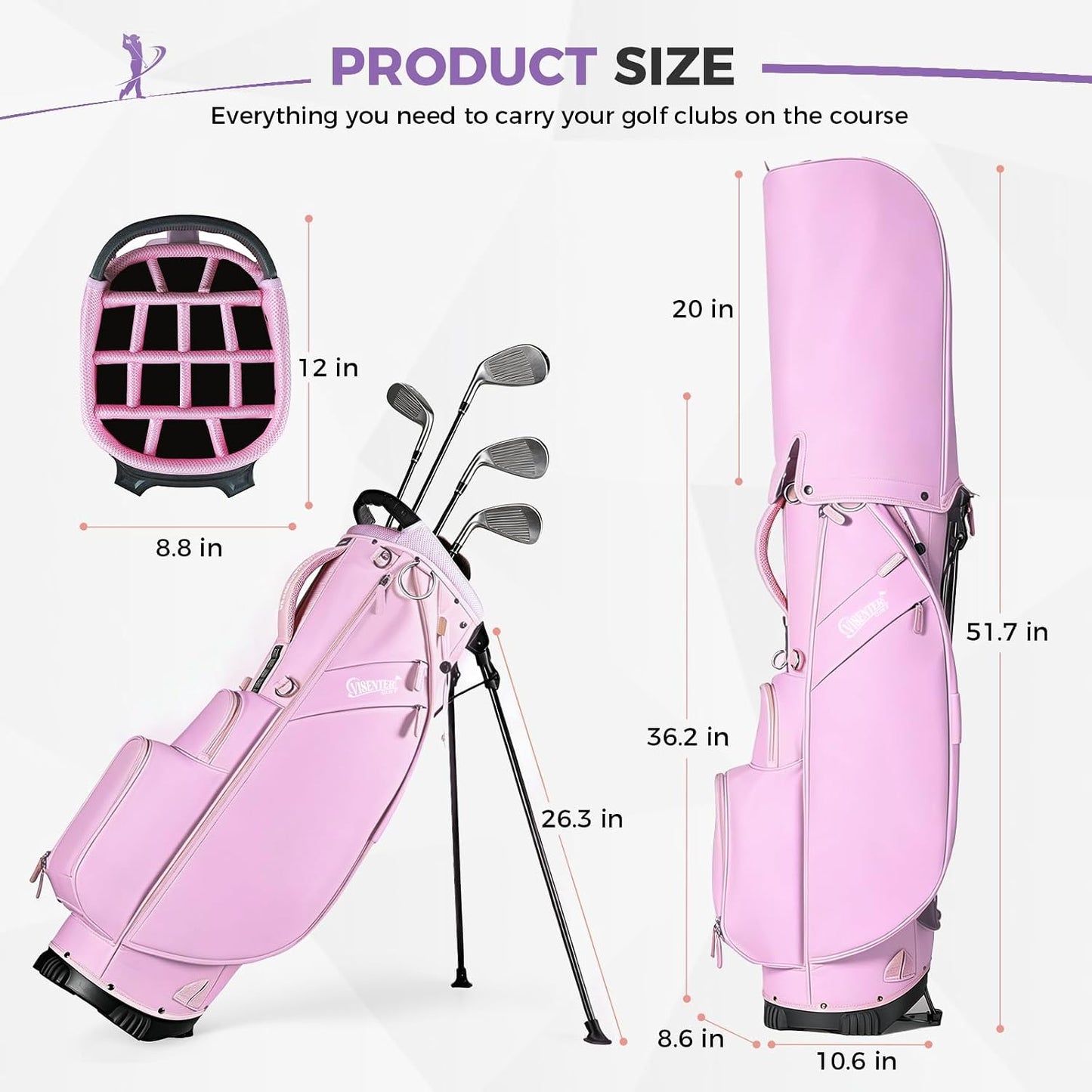 Bolsas de golf, bolsa de soporte de golf, correas de hombro ajustab...