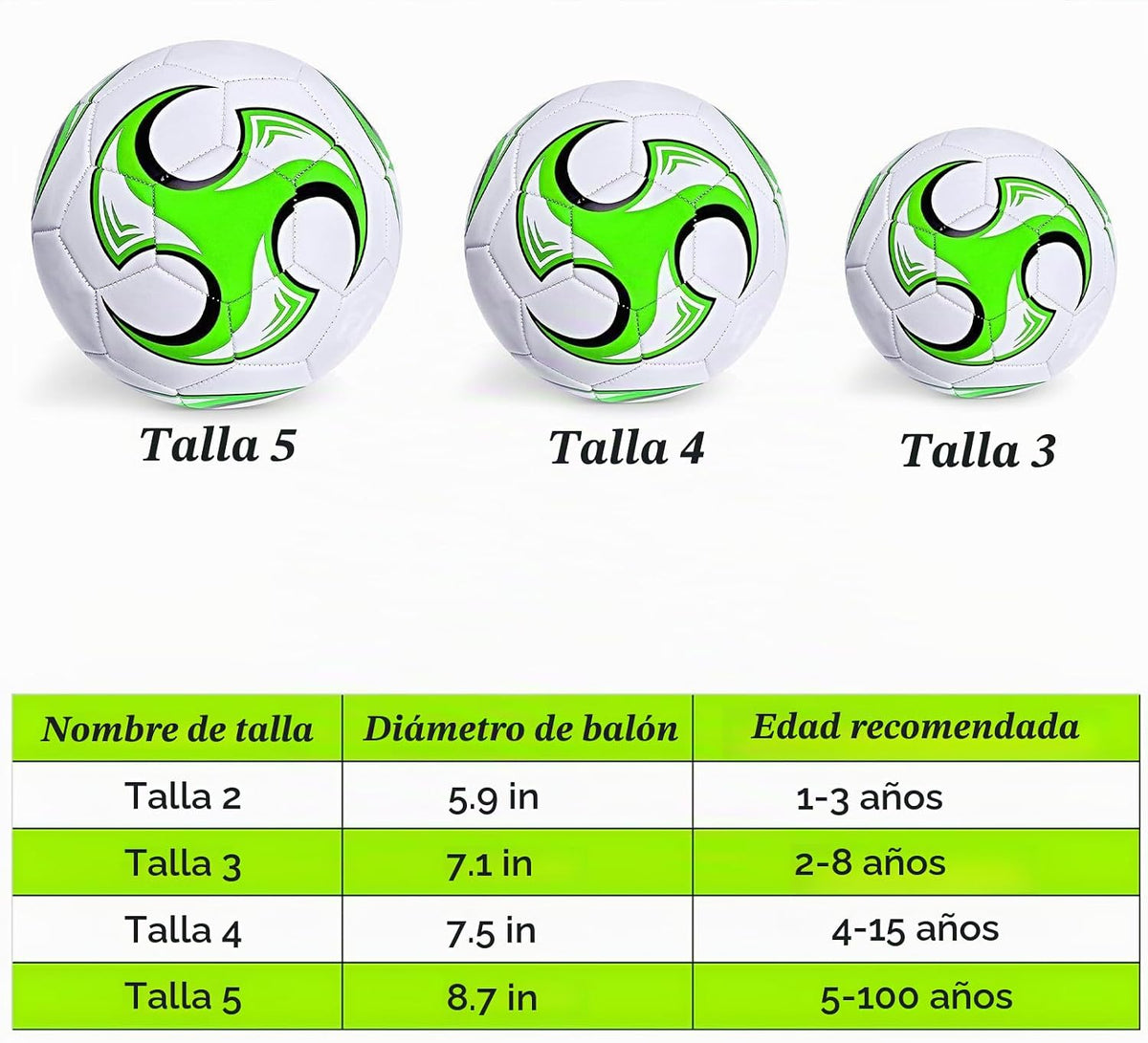 SPDTECH Balón de fútbol tamaño 3, 4, 5 con aguja de bomba, diseño a...
